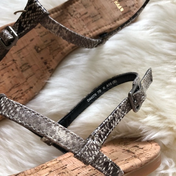 Cole Haan Britt Cork Snake Leather Sandal Roccia 7 - Picture 6 of 8